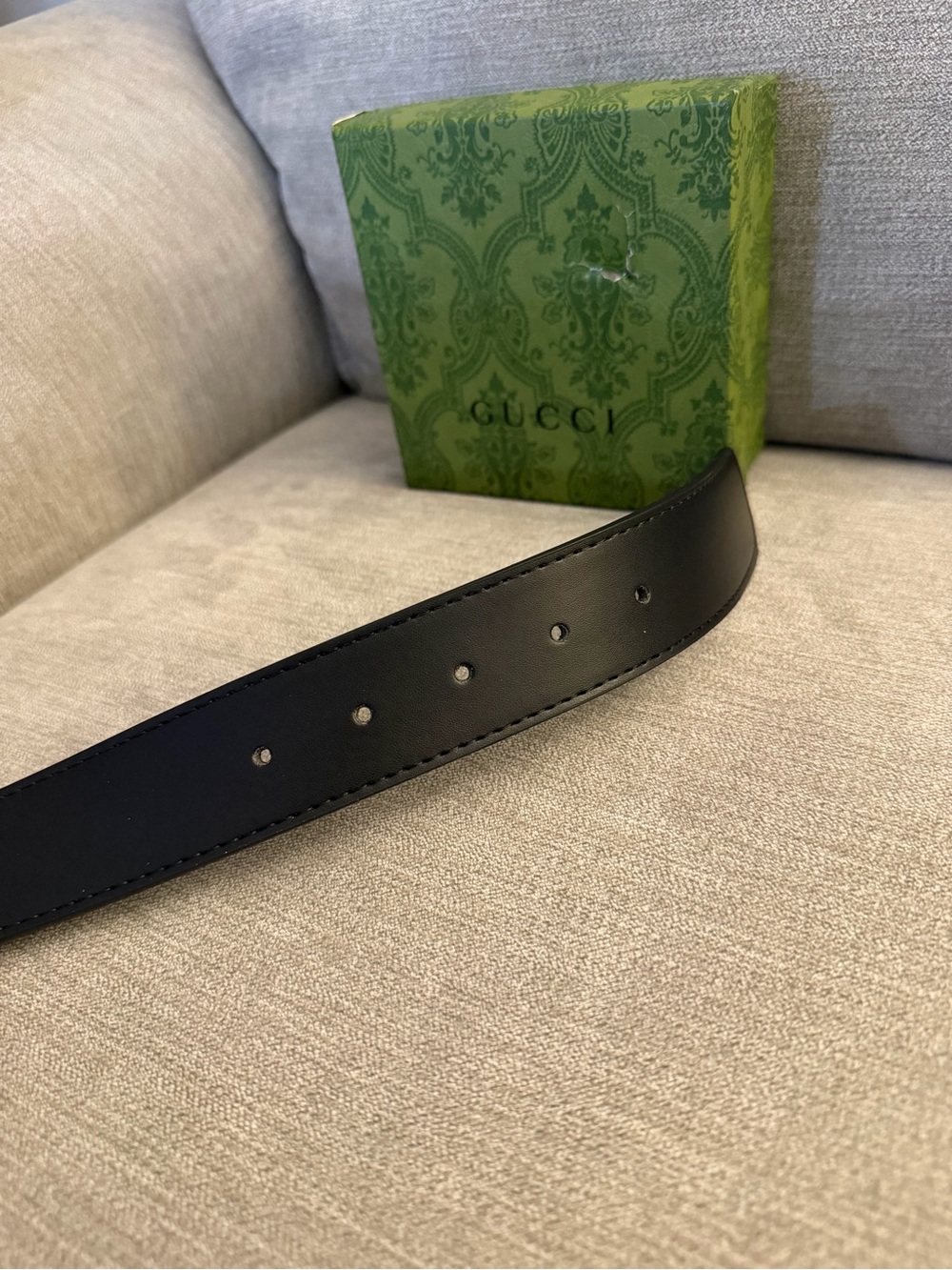 Gucci Belt Black GG Marmont Wide Belt With Shiny Buckle Men Size 100 - Picture 3 of 5